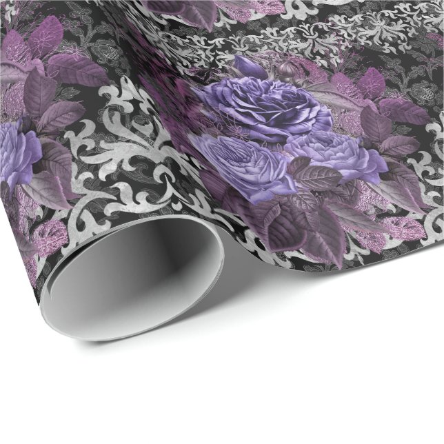 Papier Cadeau Rose gothique violet (Coin rond)