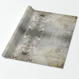 Papier Cadeau Rose Grunge Grey Gothique