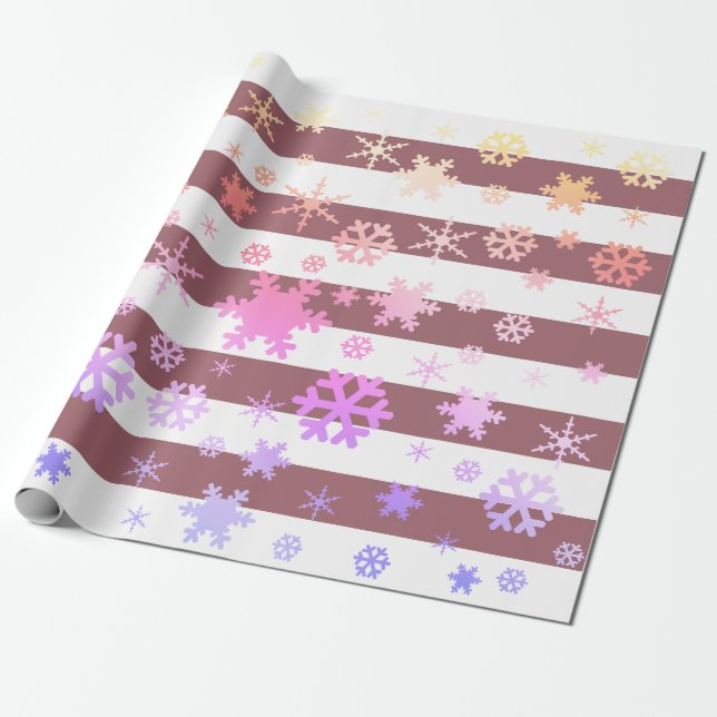 Papier Cadeau Rose Holographique Noël Snowflake Motif (Déroulé)