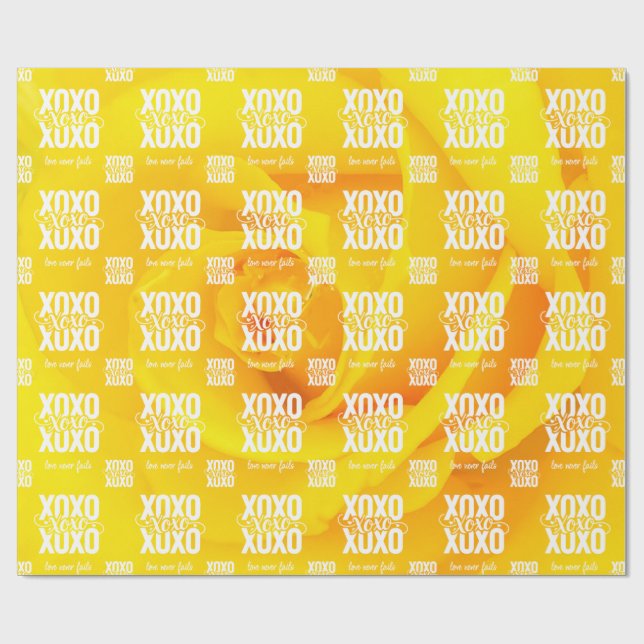 Papier Cadeau Rose jaune de la Saint-Valentin L'amour ne manque  (Plat)