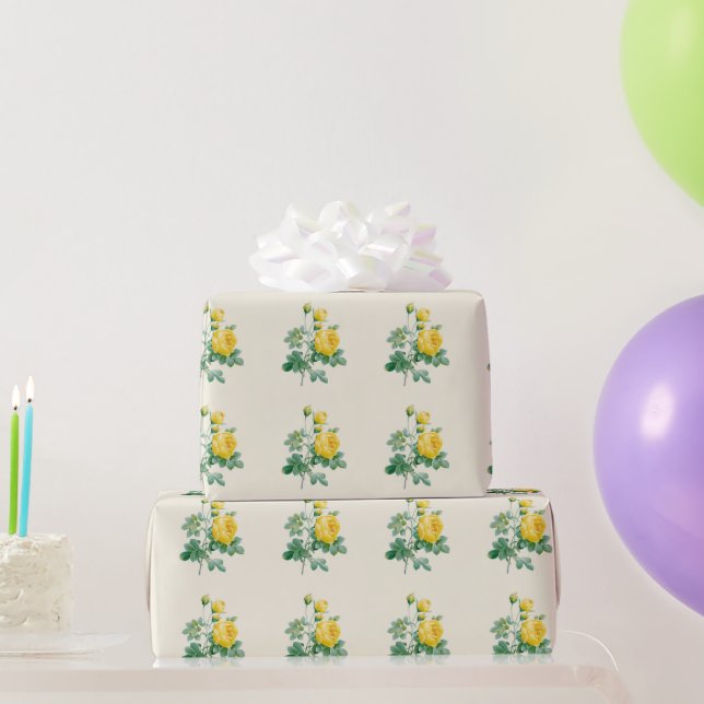 Papier Cadeau Rose jaune vintage (Cadeaux de fête)