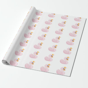 Papier Cadeau Rose mignonne princesse cygne blanc fille d'annive