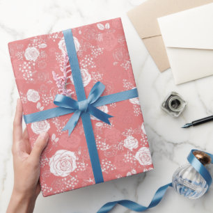 Papier Cadeau Rose Modèle floral moderne et élégant