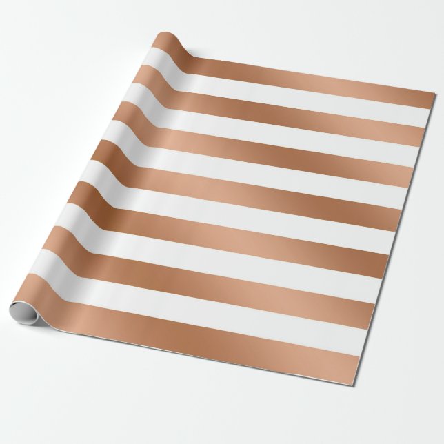 Papier Cadeau Rose moderne Gold Foil Stripes Mariage tendance (Déroulé)