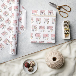 Papier Cadeau Rose moderne une oie sotte premier anniversaire