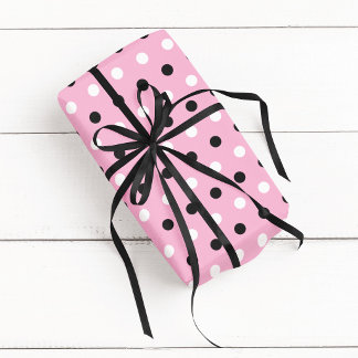 Papier Cadeau Rose noir et blanc à pois