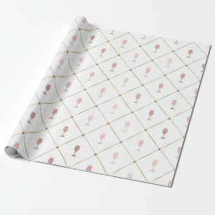 Papier Cadeau Rosé or et vin français sur le thème