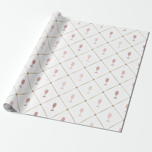 Papier Cadeau Rosé or et vin français sur le thème (Déroulé)