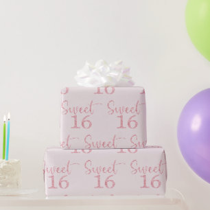 Papier Cadeau Rose Pailleté Sweet 16