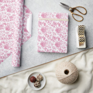 Papier Cadeau Rose Pâle Florale de Style Rétro Cottagecore