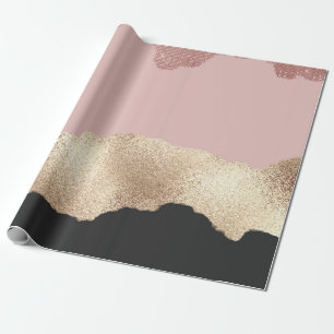 Papier Cadeau Rose Parties scintillant or noir rose Abstrait Gir