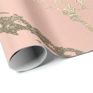 Papier Cadeau Rose Peach Blush pastel Gold Marble brillant Abstr
