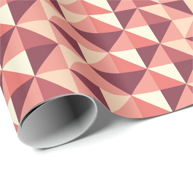 Papier Cadeau Rose Pêche Violet Triangle Géométrique  (Coin rond)