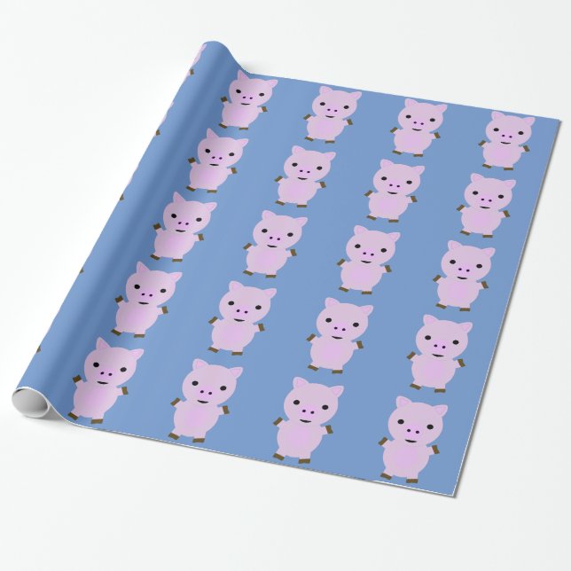 Papier Cadeau Rose Piggy (Déroulé)