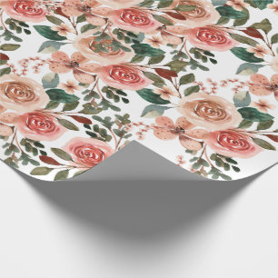 Papier Cadeau Rose rose aquarelle nuptiale mariage cadeau