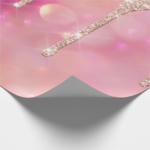 Papier Cadeau Rose rose Blush Étincelle Poudrières Parties sci
