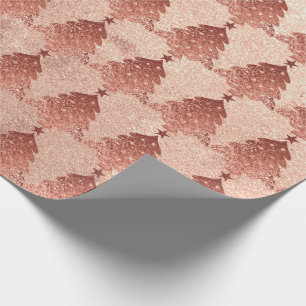 Papier Cadeau Rose rose cuivre or Blush sapin de Noël