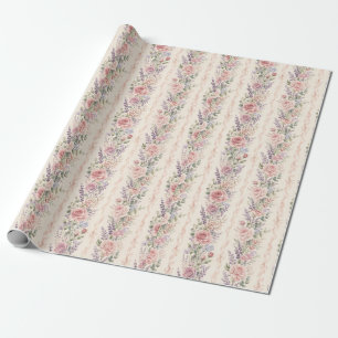 Papier Cadeau Rose rose lavande Fleur Strip eau cadeau