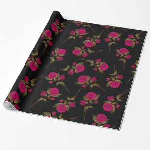 Papier Cadeau Rose rose populaire de luxe Floral