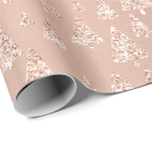 Papier Cadeau Rose Rose Poudre Or Parties scintillant Noël Arbre