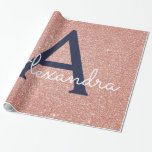 Papier Cadeau Rose Rose Rose Gold Marine Parties scintillant ble<br><div class="desc">Blush Pink - Rose Gold et Navy Blue Faux Parties scintillant et Sparkle Elegant Gift Wrapping Papier. Ce papier d'emballage cadeau peut être customisé pour inclure votre nom initial et prénom pour un paquet cadeau pour un Baby shower de fille,  Fête des mariées,  Bachelorette Party ou Fille's Birthday Party.</div>