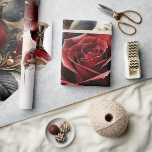 Papier Cadeau Rose Rouge