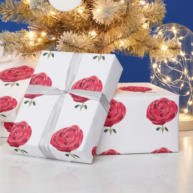 Papier Cadeau Rose rouge Fleur Floral Rose rouge (Vacances)