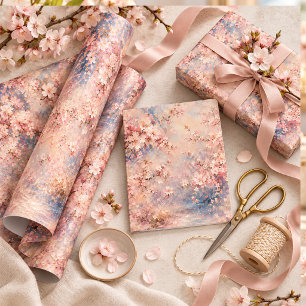 Papier Cadeau rose sakura Fleur de cerisier romantique rêveur