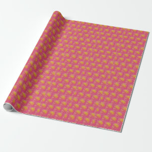 Papier Cadeau rose saumon avec soleil orange design