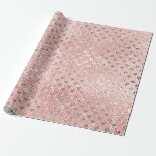 Papier Cadeau Rose scintillant de rose d'argent de paillette de