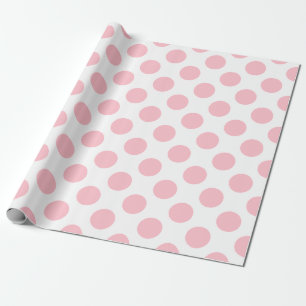 Papier Cadeau Rose sur blanc grand Pois