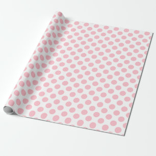 Papier Cadeau Rose sur blanc Pois de taille moyenne