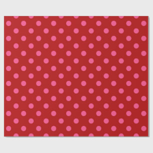 Papier Cadeau Rose sur rouge Pois Motif design