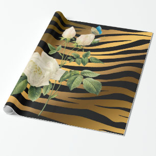 Papier Cadeau Rose Tigar de luxe moderne Black Gold