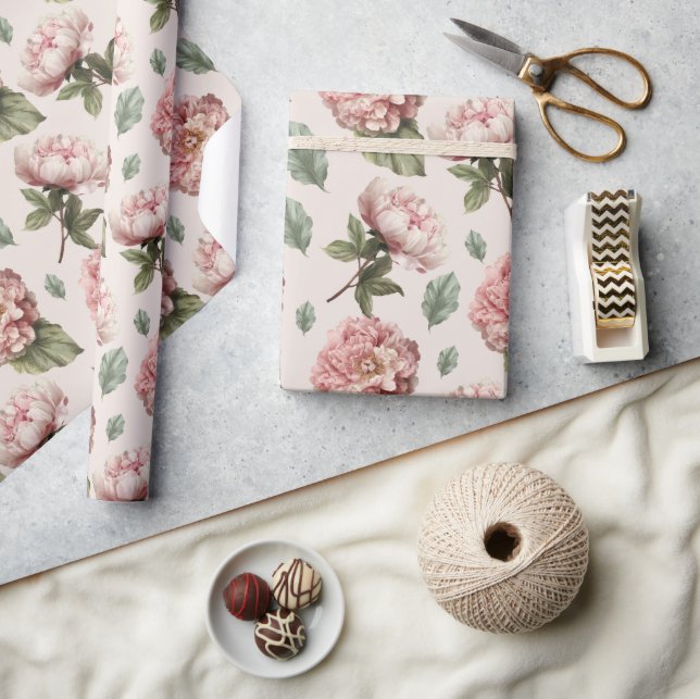 Papier cadeau Rose vintage  (Artisanat)