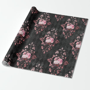 Papier Cadeau Rose Vintage Orné Motif Arlequin