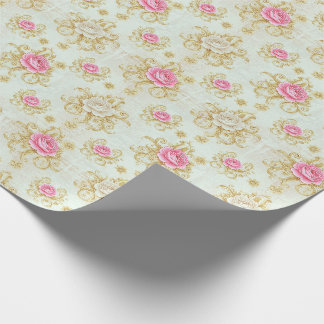 Papier Cadeau Rose Vintage Romantique et Damassé Or