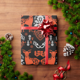 Papier Cadeau Rosemaling Norwegian Folk Art