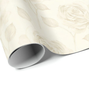 Papier Cadeau Roses à tige unique de style vintage dans des nuan