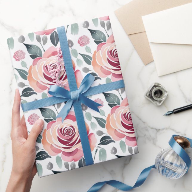 Papier Cadeau Roses Abstraits Dans Des Couleurs Pastel (Cadeaux)