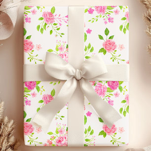 Papier Cadeau Roses Anglaises Aquarelle Florale Élégante