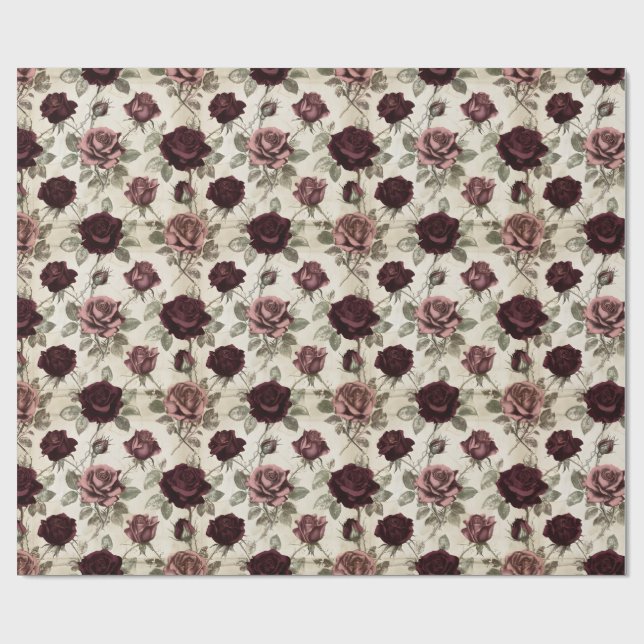 Papier Cadeau Roses Antiques (Plat)