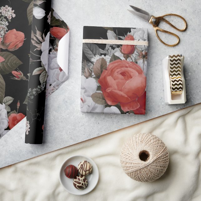 Papier Cadeau Roses Aquarelle 7 (Artisanat)