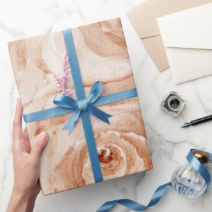 Papier Cadeau Roses aquarelles modernes beige mariage fête