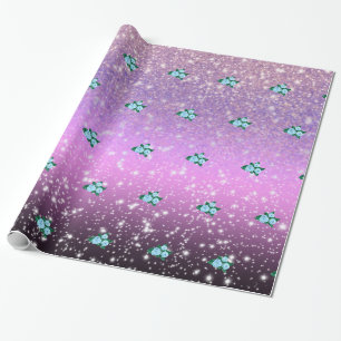 Papier Cadeau Roses bleus sous la douche Sparkling Ombre