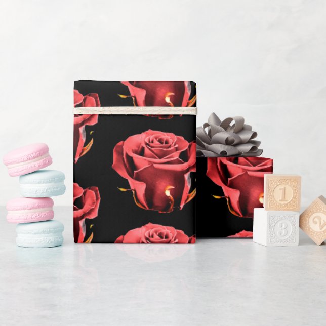 Papier Cadeau Roses d'amour (Baby Shower)