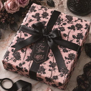 Papier Cadeau Roses de cimetière gothique rose noir floral