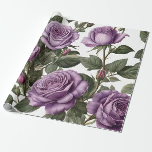 Papier Cadeau Roses de Rose pourpre,