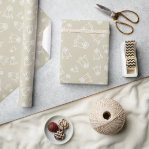 Papier Cadeau Roses Élégantes de Mariage Blanc Engagement Sans C