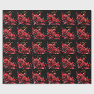 Papier Cadeau Roses en fleur - Anniversaire élégant